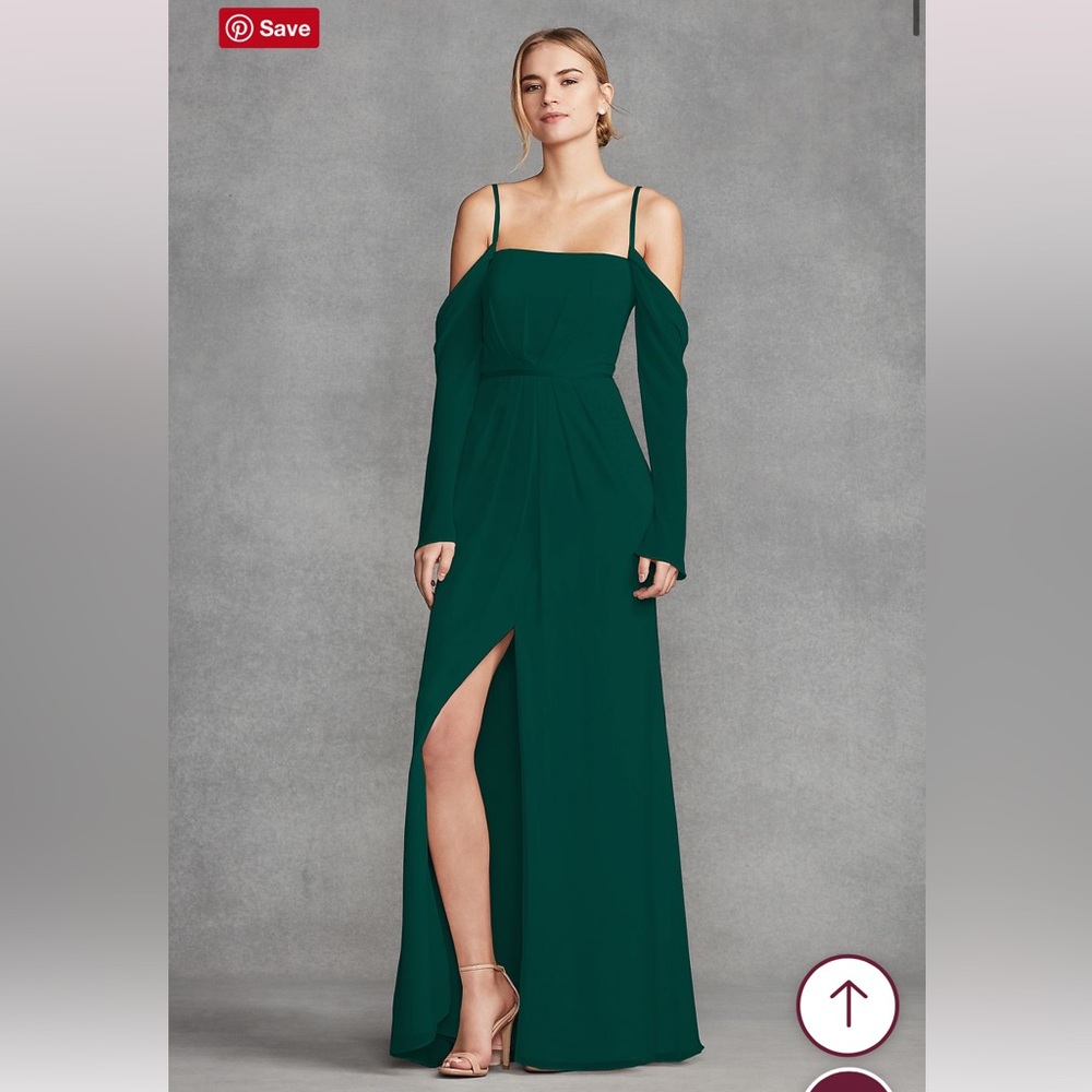 Long Sleeve Cold Shoulder Chiffon Bridesmaid Dress